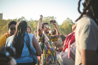 Man having fun at festival