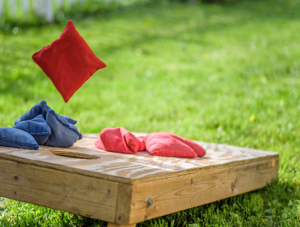 Complimentary Cornhole, Giant Jenga, and Horseshoe games