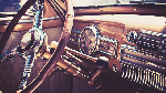 The inside of a vintage car